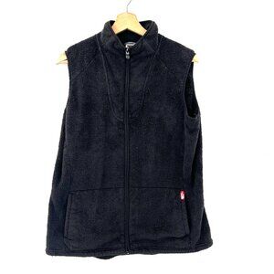 The North Face sherpa fleece full zip front vest outdoor hiking black XL women's